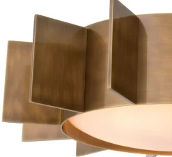 Plafonnier, Mario, laiton vieilli, verre opalin, Ø60cm, H15cm - Eichholtz