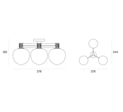 Plafonnier, Memoir 120 III, laiton, L37,8cm, H26,3cm - Lyfa