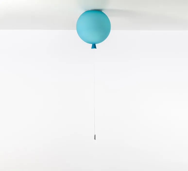 Plafonnier & Spot*Brokis Plafonnier, Memory 250, turquoise mat, câble blanc, Ø25cm, H27,5cm - verre turquoise mat, ficelle blanche