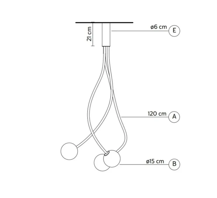 Plafonnier, Moony, 3 globes, blanc, Ø45cm, H120cm - Karman