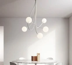 Plafonnier & Spot*Karman Plafonnier, Moony, 5 globes, , Ø75cm, H120cm - blanc