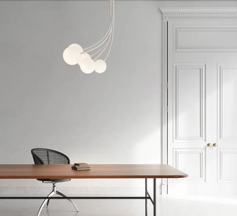 Plafonnier & Spot*Karman Plafonnier, Moony, 5 globes, , Ø75cm, H120cm - blanc