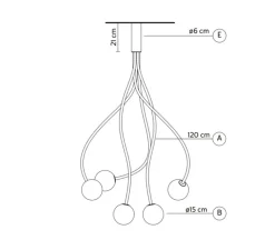 Plafonnier & Spot*Karman Plafonnier, Moony, 5 globes, , Ø75cm, H120cm - blanc