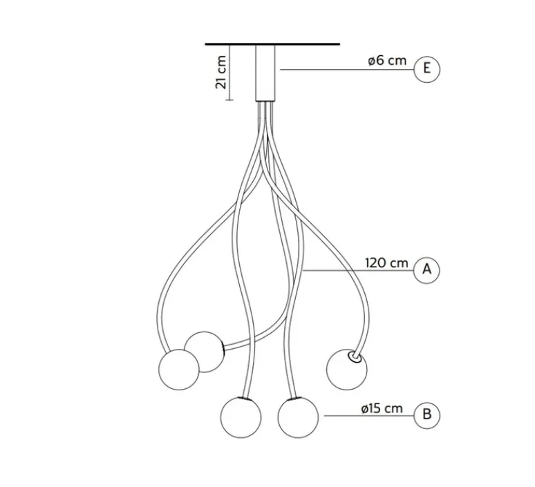 Plafonnier & Spot*Karman Plafonnier, Moony, 5 globes, , Ø75cm, H120cm - blanc
