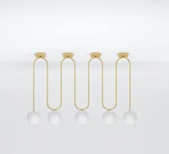 Plafonnier, Motive 422 Short, laiton brossé, Ø13,5cm, H68,4cm - Atelier Areti