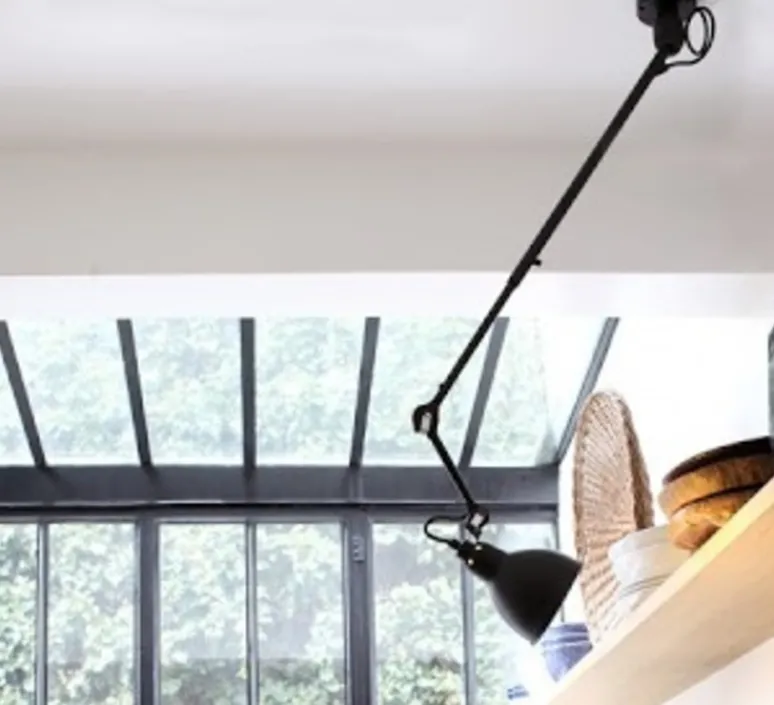 Plafonnier & Spot*DCW éditions Paris Plafonnier, N°302 Gras, , Ø14cm, L55 à 92cm - DCW Editions noir