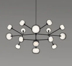 Plafonnier, Nabila 552.16, noir matt, noir chromé et verre fumé, IP40, Ø130cm, H58cm - Tooy