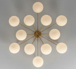 Plafonnier, Orion Round flush Mount, laiton, verre mat, Ø121,4cm, H32,7cm - Schwung