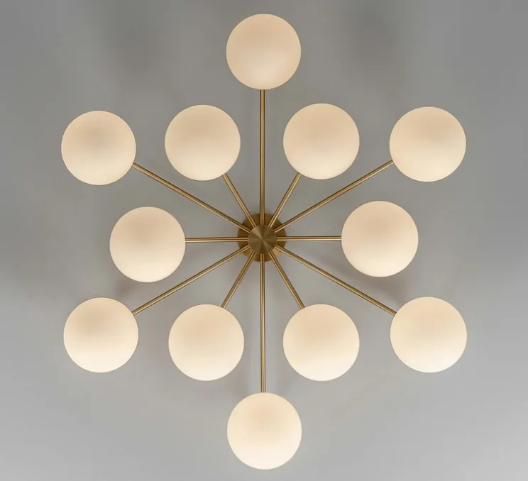 Plafonnier, Orion Round flush Mount, laiton, verre mat, Ø121,4cm, H32,7cm - Schwung