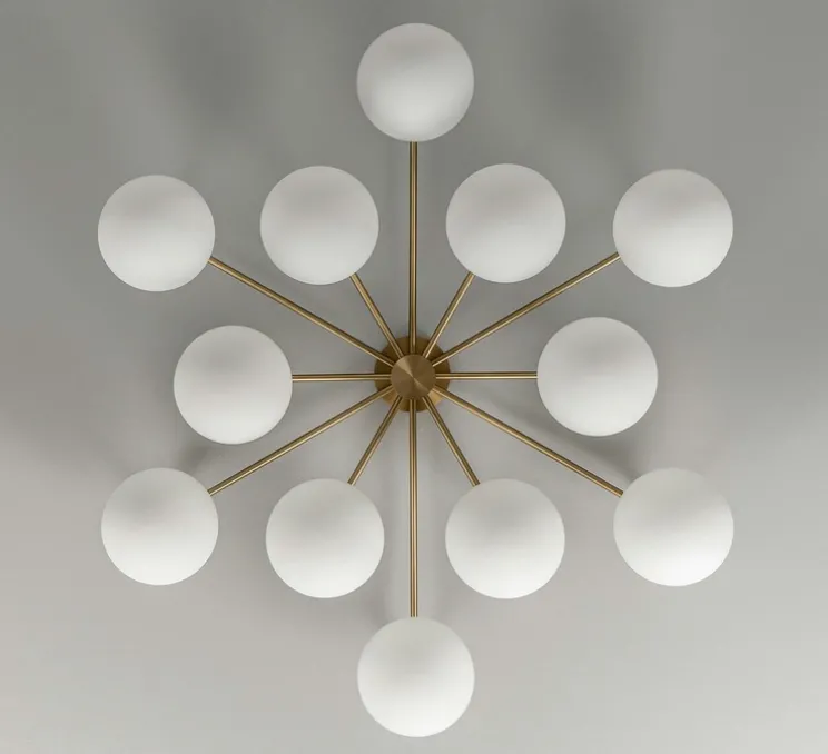 Plafonnier, Orion Round flush Mount, laiton, verre mat, Ø121,4cm, H32,7cm - Schwung