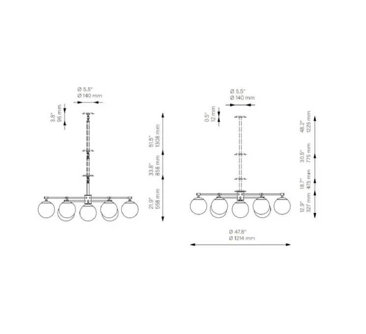 Plafonnier, Orion Round flush Mount, laiton, verre mat, Ø121,4cm, H32,7cm - Schwung