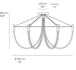 Plafonnier & Spot*CVL Plafonnier, Paradoxe 6L, , LED, dim, 2700K, 4800 lm, Ø115cm, H68cm - graphite satiné