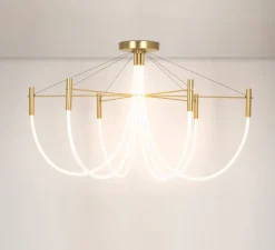 Plafonnier & Spot*CVL Plafonnier, Paradoxe 6L, , LED, dim, 2700K, 4800 lm, Ø115cm, H68cm - laiton satiné