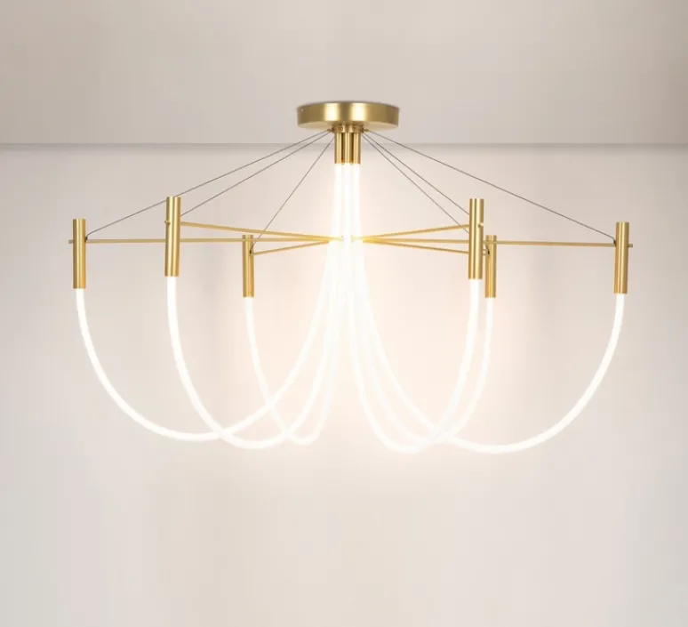 Plafonnier & Spot*CVL Plafonnier, Paradoxe 6L, , LED, dim, 2700K, 4800 lm, Ø115cm, H68cm - laiton satiné