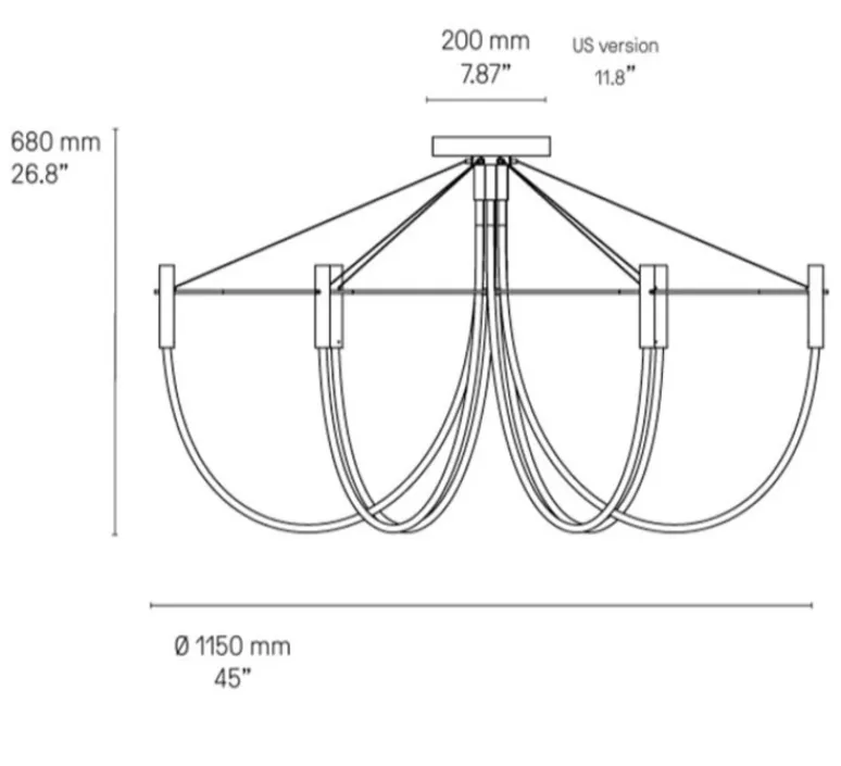 Plafonnier & Spot*CVL Plafonnier, Paradoxe 6L, , LED, dim, 2700K, 4800 lm, Ø115cm, H68cm - laiton satiné