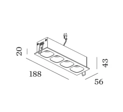 Plafonnier, Pirro 4.0, noir et or, LED, 2700K, 4x380lm, L18,8cm, H4,3cm - Wever & Ducré