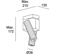 Plafonnier & Spot*LEDS C4 Plafonnier, Prolix double, , LED, dim, 2700k, 434 lm, L21cm, H17,2cm - noir