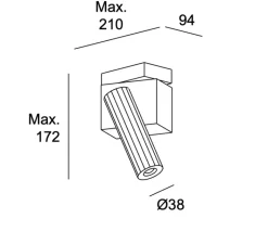 Plafonnier & Spot*LEDS C4 Plafonnier, Prolix simple, , LED, dim, 2700k, 217 lm, L21cm, H17,2cm - or