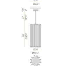 Plafonnier & Spot*Panzeri Plafonnier, Roma, , LED, dim, 2700K, 2790 lm, Ø30cm, H104,9cm - bronze