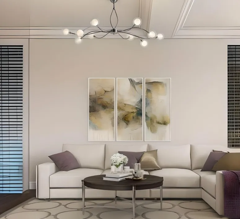 Plafonnier & Spot*Manufacture Plafonnier, Sabia 10L, verrerie S100, , L118cm, H51cm - nickel