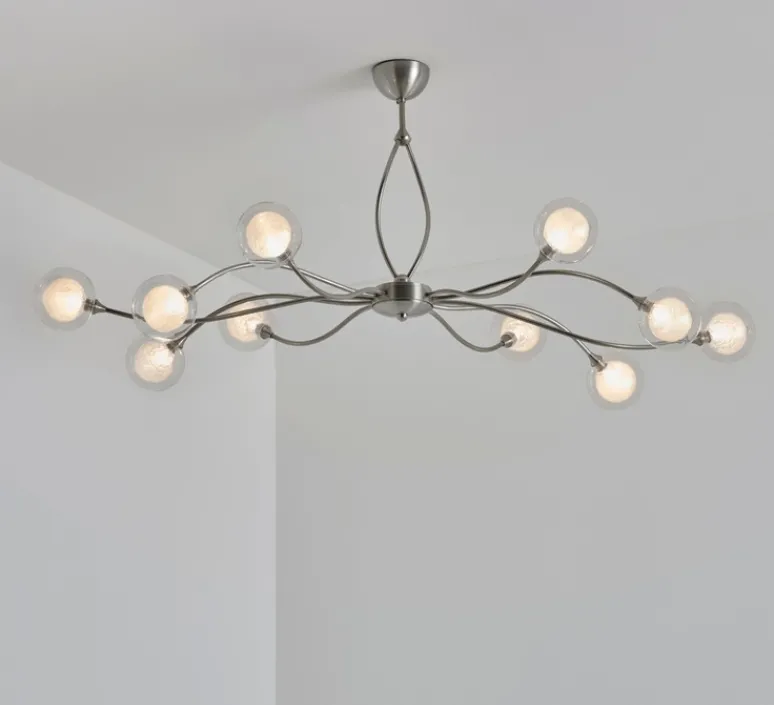 Plafonnier & Spot*Manufacture Plafonnier, Sabia 10L, verrerie S100, , L118cm, H51cm - nickel
