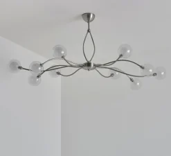 Plafonnier & Spot*Manufacture Plafonnier, Sabia 10L, verrerie S100, , L118cm, H51cm - nickel