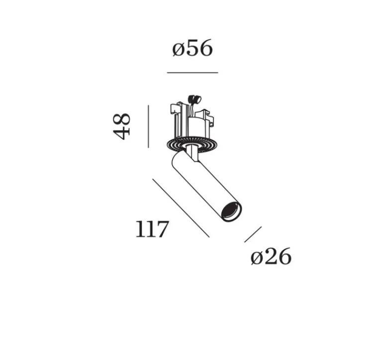 Plafonnier & Spot*Wever&Ducré Plafonnier semi-encastré, Match trimless 1.0, , LED, 2700K, 525 lm, Ø2,6cm, H11,7cm - noir mat