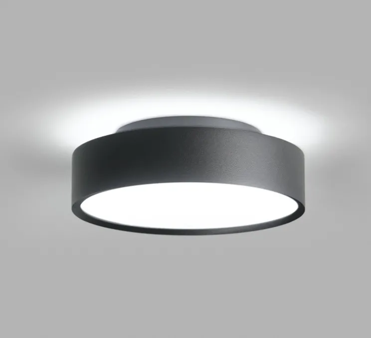 Plafonnier, SHADOW 2, noir, IP54, LED, 3000K, 1800lm, Ø21,5cm, H6,5cm - Light Point