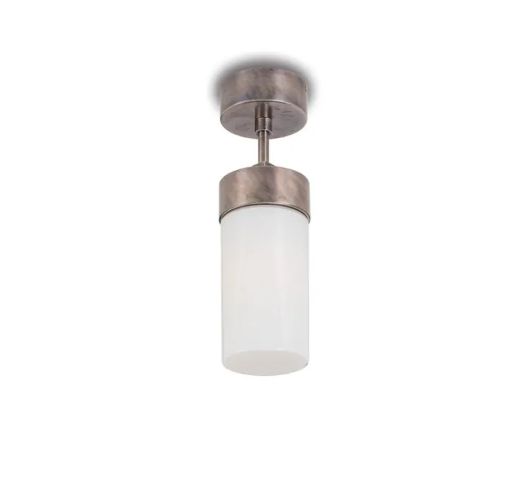Plafonnier, Silindar 3357, Antique nickel, verre opale, IP44, Ø10cm, H33,5cm - Moretti Luce