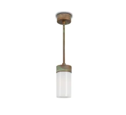 Plafonnier & Spot*Moretti Luce Plafonnier, Silindar 3358, , verre opale, IP44, Ø10cm, H33,5cm - Laiton vieilli