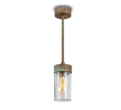 Plafonnier & Spot*Moretti Luce Plafonnier, Silindar 3358, , verre transparent, IP44, Ø10cm, H33,5cm - Laiton vieilli