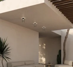 Plafonnier & Spot*Axolight Plafonnier, Spillray Plus, , IP55, LED, dim, 3326K, 147 lm, Ø10cm, H19cm - gris, chrome