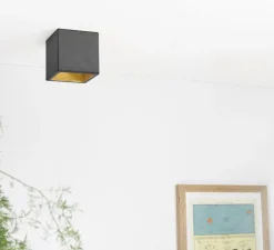 Plafonnier, Spot, [B7], gris foncé, or, LED, L10cm, H10cm - GANTLights