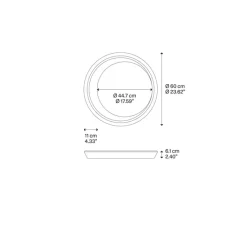 Plafonnier & Spot*Lodes Plafonnier, Tidal 60, , LED, dim, 2700K, 6975 lm, Ø60cm, H6,1cm - noir mat