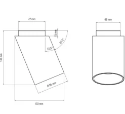 Plafonnier & Spot*DCW éditions Paris Plafonnier, Tobo C85 DIAG, , Ø8,5cm, H14,6cm - blanc, laiton