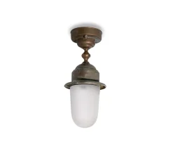 Plafonnier & Spot*Moretti Luce Plafonnier, Torcia 1893, , IP44, Ø14,5cm, H32cm - laiton vieilli, vert de gris