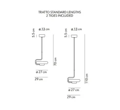 Plafonnier & Spot*KDLN Plafonnier, Tratto, , LED, dim, 2700K, 1450 lm, L27cm, H70-110cm - laiton