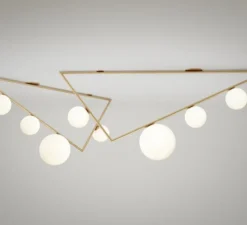 Plafonnier, Triangle 3+1, laiton, L150cm, H50cm - Atelier Areti