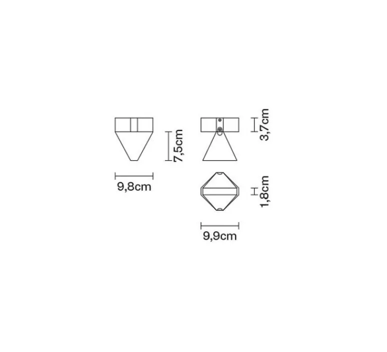 Plafonnier & Spot*Fabbian Plafonnier, Tripla F41, , LED, L9,8cm, H11,2cm - anthracite