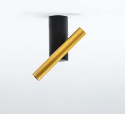 Plafonnier, Verso, noir et laiton, LED, 2700K, 350 lm, Ø2cm, H15cm - OliveLab