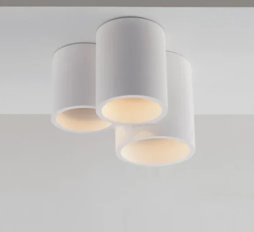 Plafonnier, Vertbois, plâtre, prêt à peindre, Isaline, Triple, blanc, Ø22cm, H14cm - Nedgis