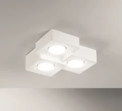 Plafonnier & Spot*Nedgis Plafonnier, Vertbois, plâtre, prêt à peindre, Bérénice, Triple, , L27cm, H7,3cm - blanc