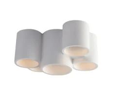 Plafonnier & Spot*Nedgis Plafonnier, Vertbois, plâtre, prêt à peindre, Isaline, Cinq, , Ø29,5cm, H14cm - blanc