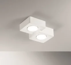 Plafonnier & Spot*Nedgis Plafonnier, Vertbois, plâtre, prêt à peindre, Bérénice, Double square, , L26cm, H6,3cm - blanc