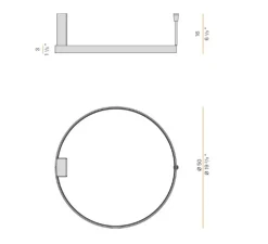 Plafonnier, Zero Round 50, laiton satiné, LED, dim, 2700k, 2039 lm, Ø50cm, H16cm - PANZERI