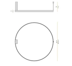 Plafonnier, Zero Round 74, laiton satiné, LED, dim, 2700k, 2039 lm, Ø74cm, H19cm - PANZERI
