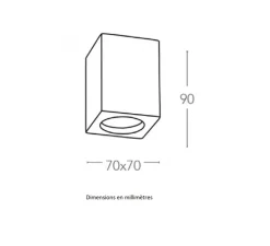 Plafonnier & Spot*Nedgis Plafonnier,Vertbois, plâtre, prêt à peindre, Zoé, Square S, , L7cm, H9cm - blanc