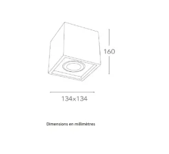 Plafonnier & Spot*Nedgis Plafonnier,Vertbois, plâtre, prêt à peindre, Zoé, Square, Orientable, , L13,4cm, H16cm - blanc