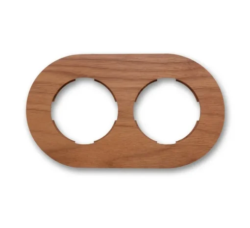 Plaque, Do, Double horizontal, Noyer, Interrupteur et Prise, L17,1cm, H10cm - Fontini