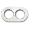 Prise|Interrupteur*Fontini Plaque, Do Low, Double horizontal, Porcelaine blanc, Interrupteur et prise, L19cm, H11cm -